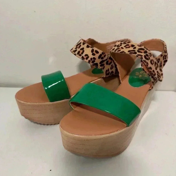 NWOT DAPHNE Y2K LEOPARD WOODEN PLATFORM SANDAL 8 - Picture 3 of 8